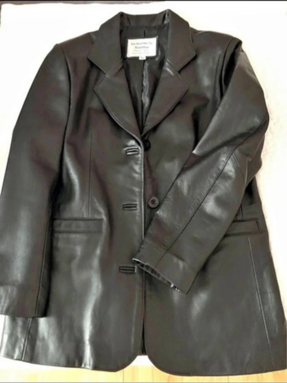 Les Tresors de Seransa Leather Blazer in Black Size S/P Like New